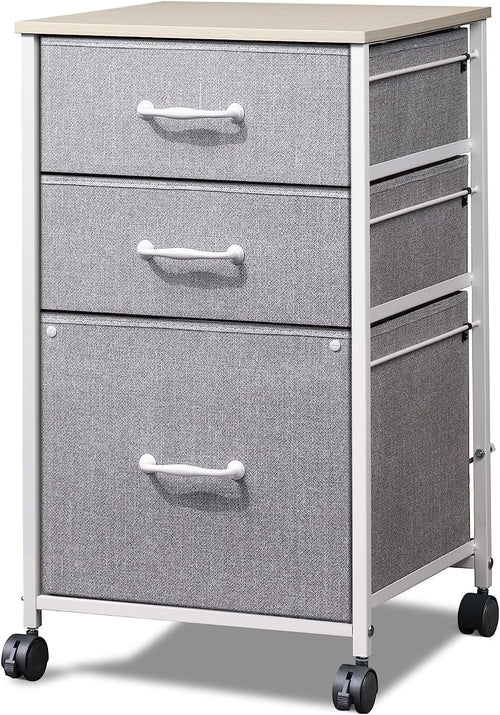 Mobile File Cabinet, Rolling Printer Stand with 3 Drawers, Fabric