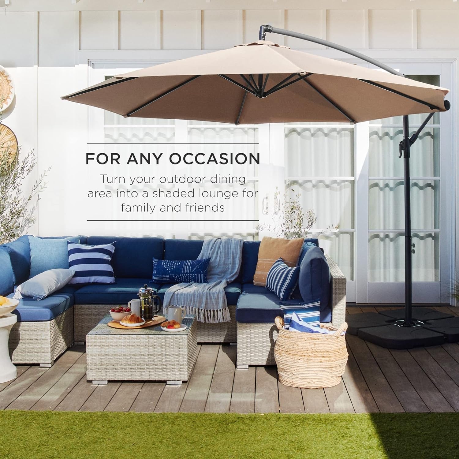 10Ft Offset Hanging Market Patio Umbrella W/Easy Tilt Adjustment,