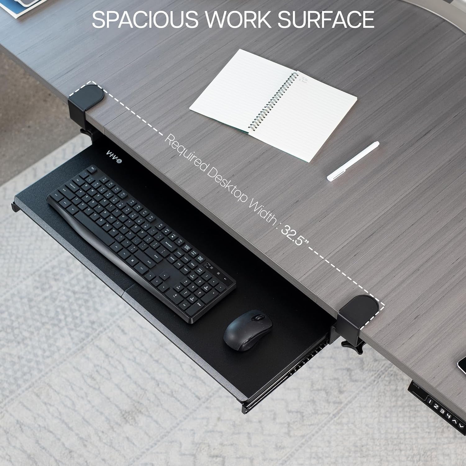 Large Keyboard Tray under Desk Pull Out with Extra Sturdy C Clamp