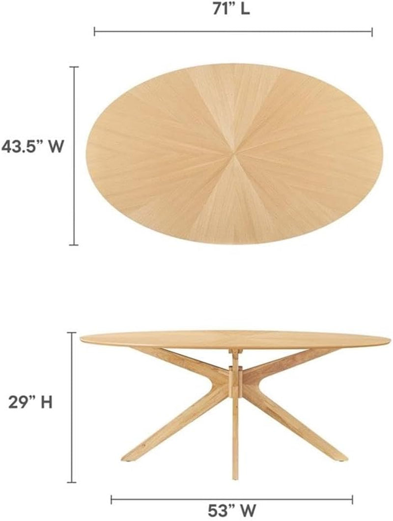 Crossroads 71 Inch Oak Oval Dining Table Mid Century