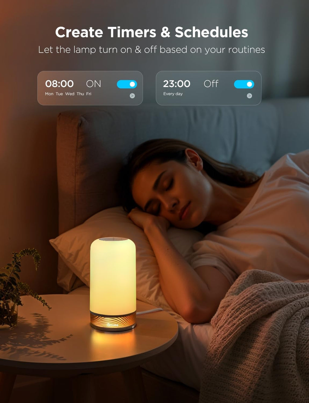 RGBIC Smart Table Lamp 2, Touch Bedside Small Table Lamp Work with