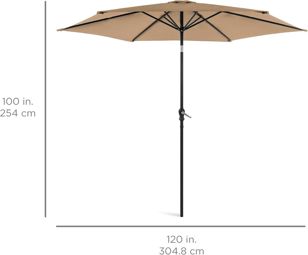 10Ft Outdoor Steel Polyester Market Patio Umbrella W/Crank, Easy Push