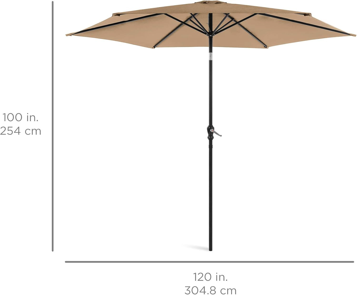10Ft Outdoor Steel Polyester Market Patio Umbrella W/Crank, Easy Push