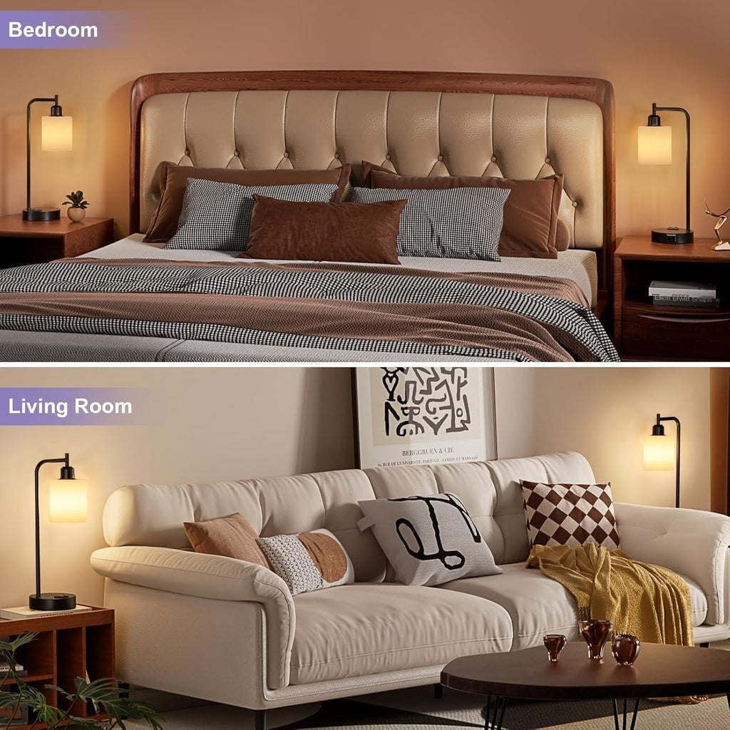 Industrial Touch Bedside Lamps for Bedrooms Set of 2 - 3-Way Dimmable