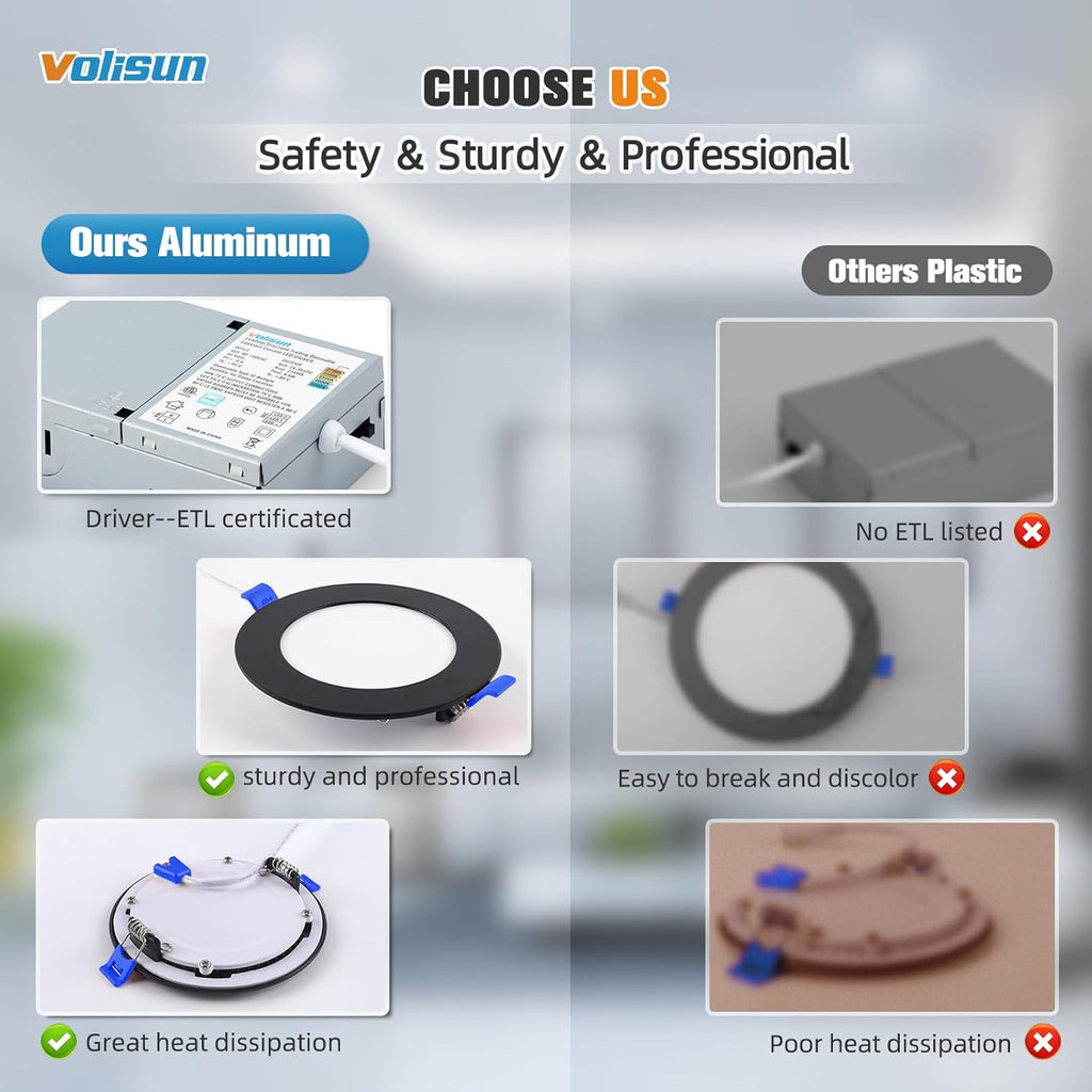 24 Pack 6 Inch Recessed Lighting, 5CCT LED Black Recessed Light,