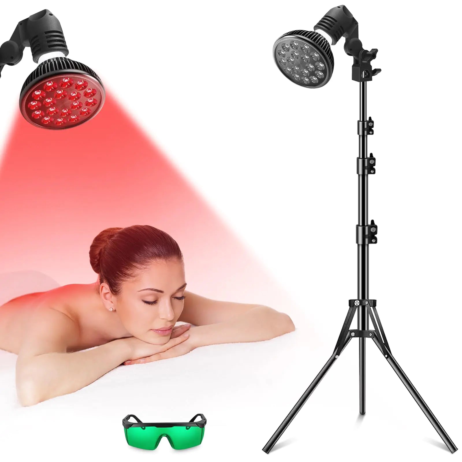 Red Light Therapy for Pain ReliefRed Light Therapy Lamp with Adjustable Stand-660nm & Near Infrared 850nmDetachable 54W High Power Red Bulb for FaceMuscleBodySkin
