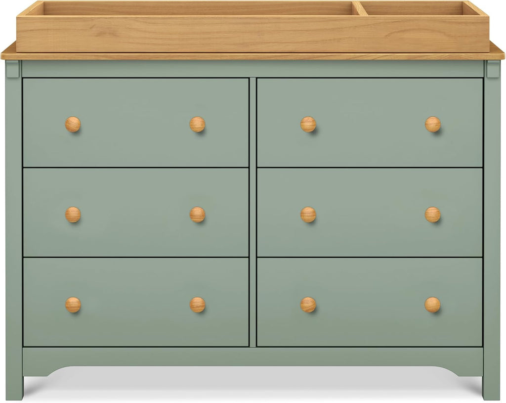Shea Six Drawer Dresser Light Sage And Honey For Nursery