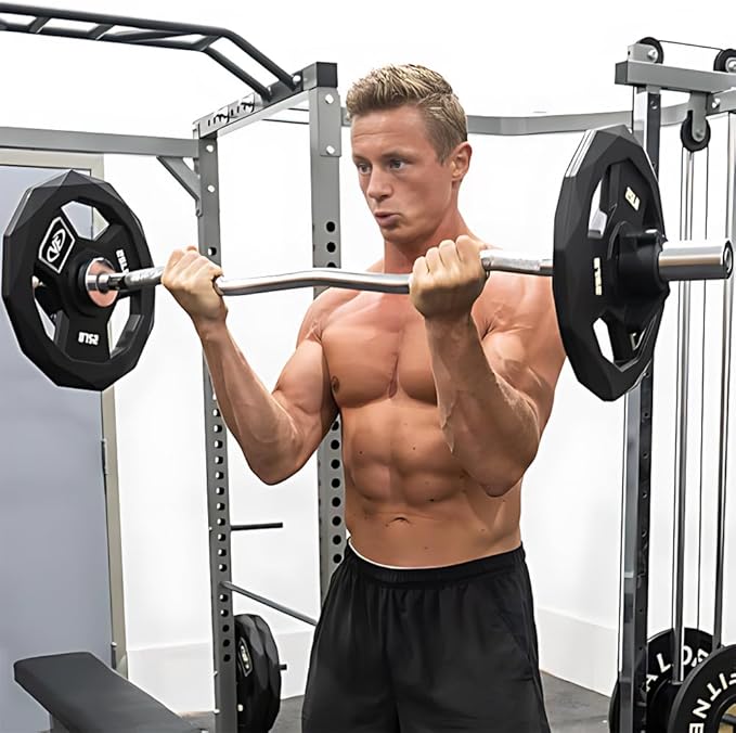 Olympic Super Curl Barbell 47 Inch - Heavy-Duty EZ Curl Bar with 200