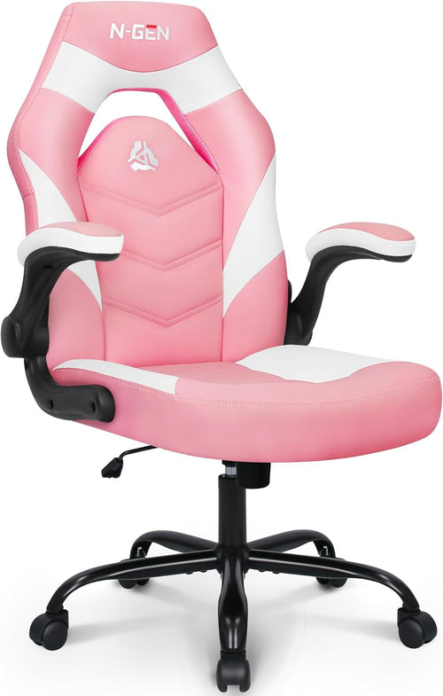 Pink Ergonomic Gaming Chair With Adjustable Lumbar Support