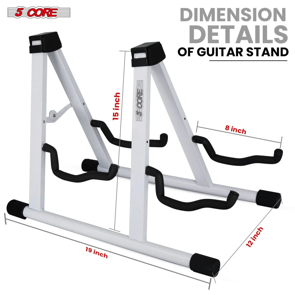 5Core Double Guitar Stand Floor Adjustable a Frame Folding Acoustic