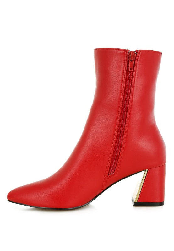 Kaira Metallic Accent Heel High Ankle Boots