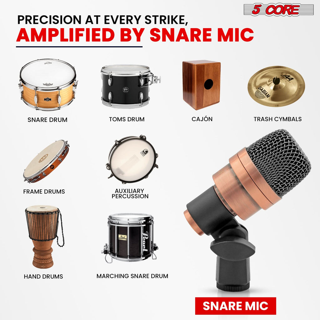 5 Core Snare Microphone XLR Wired Uni Directional Tom Drum and Other