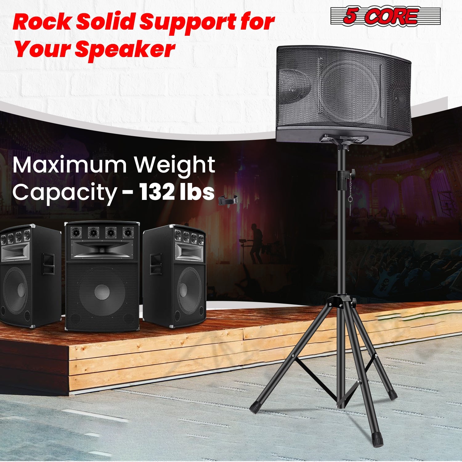 5 Core Speaker Stand Tripod Heavy Duty Adjustable Up to 72 Inch DJ