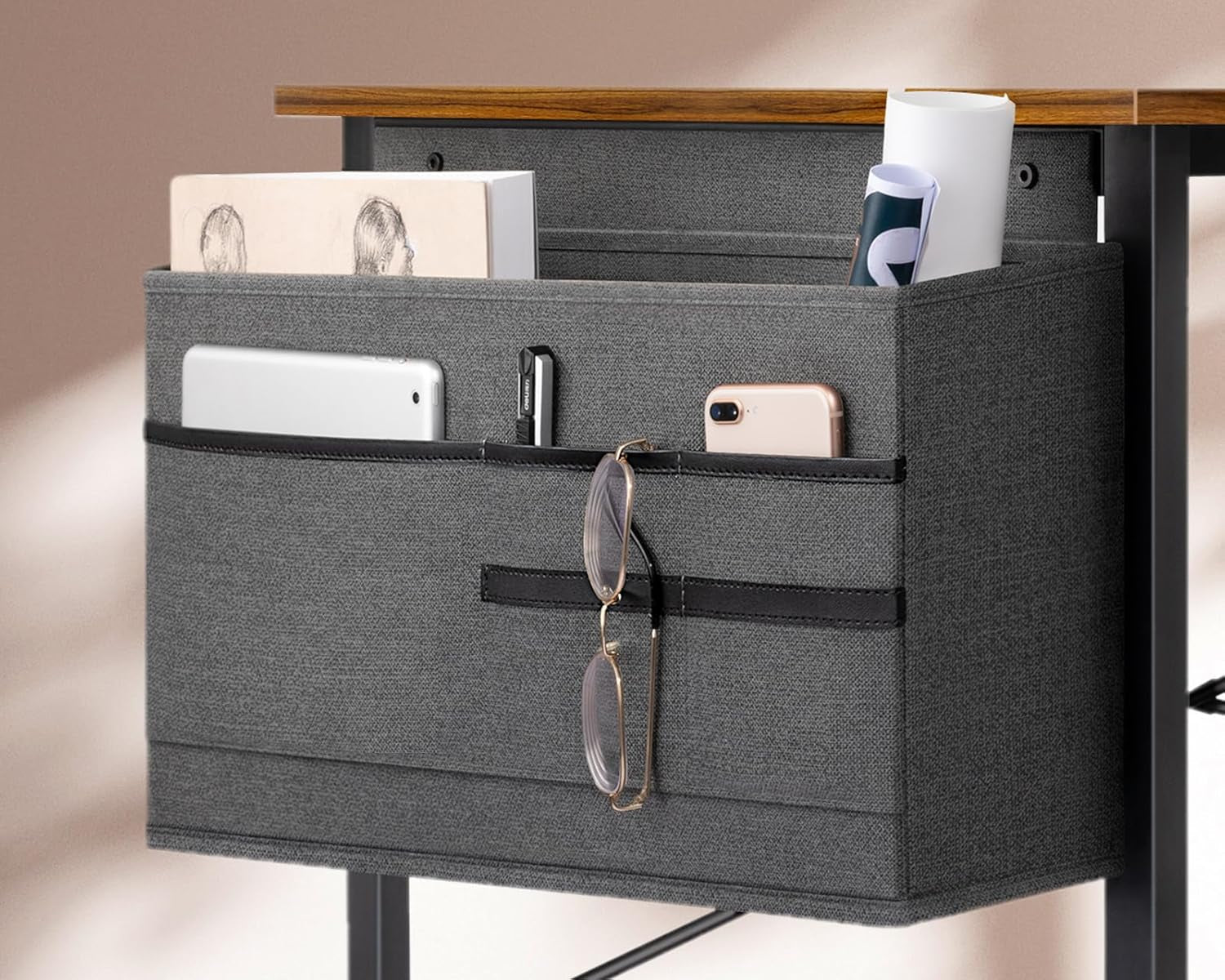 Small Desk with Power Outlets and USB Port Computer Desk for Home