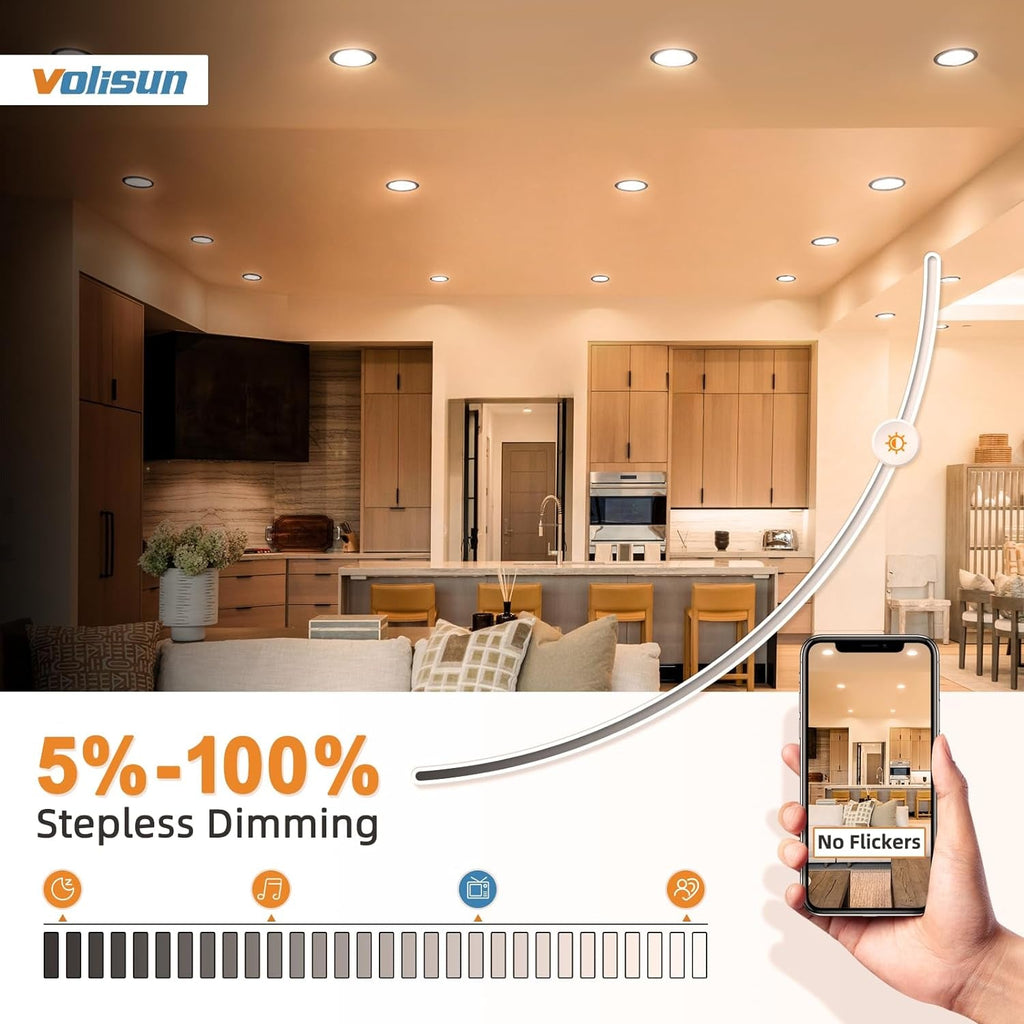 24 Pack 6 Inch Recessed Lighting, 5CCT LED Black Recessed Light,