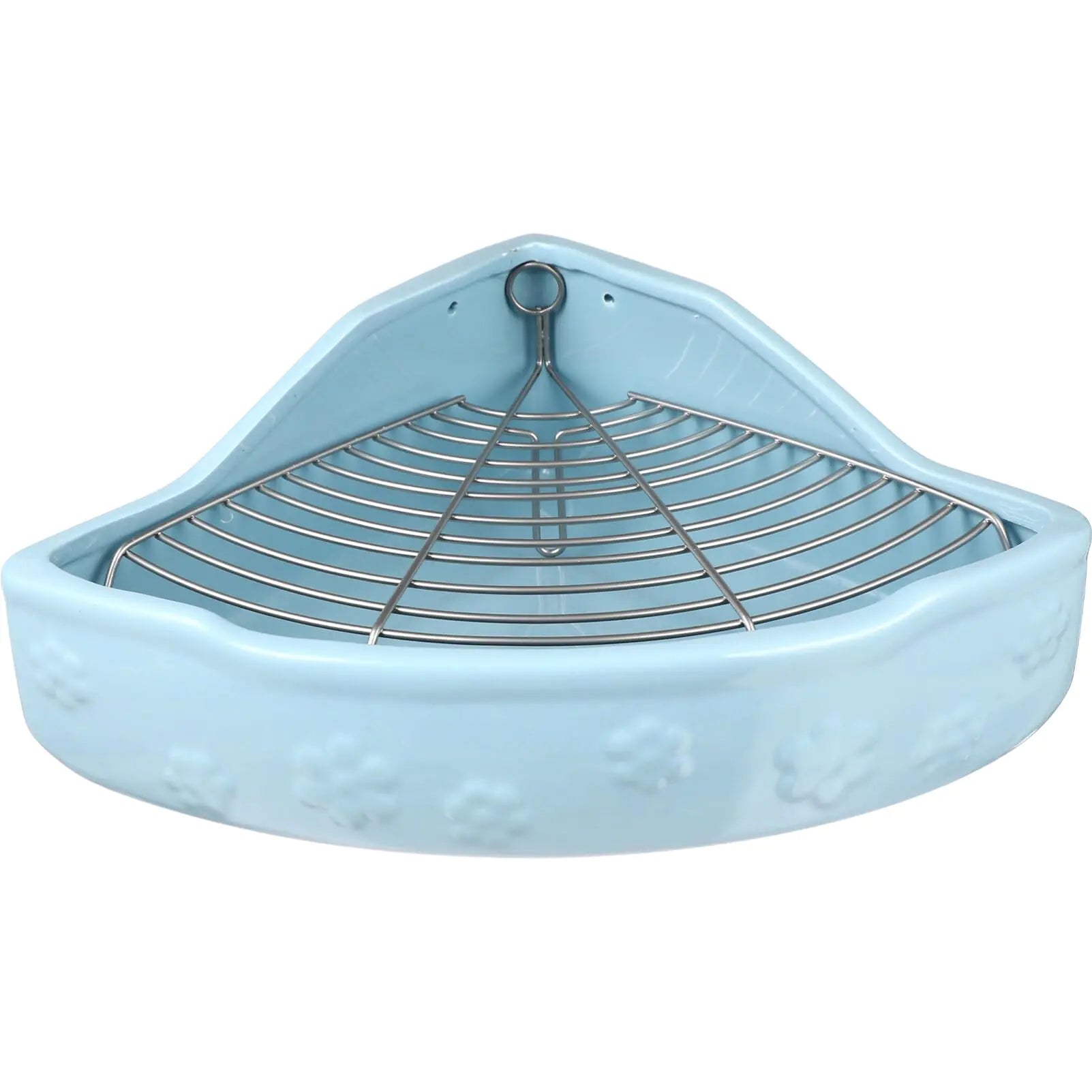 VILLCASE Rabbit Litter Box Pet Toilet Ceramic for Small Animal Fan-Shaped Litter Cage Potty Trainer Corner Box Pets Pan Fanshaped for Guinea Pigs/Chinchilla/Ferret/Galesaur/Bunny (Blue)