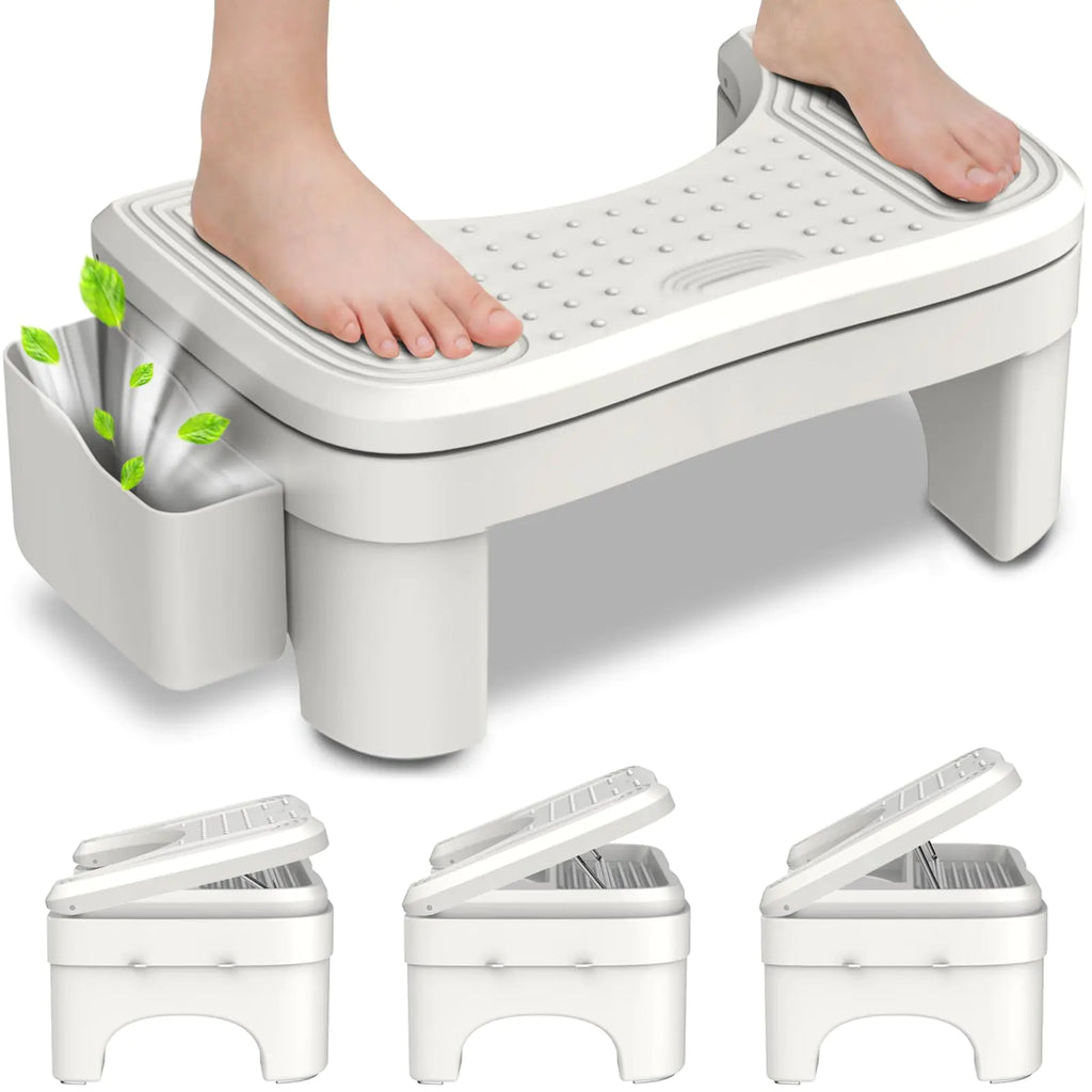 Toilet Stool Squat Adult Height Adjustable Poop Stool for Bathroom with Storage Box Portable Non-Slip Potty Step Stool for Adults Improve Squatting Posture - Bowel Health & Relieves Constipation