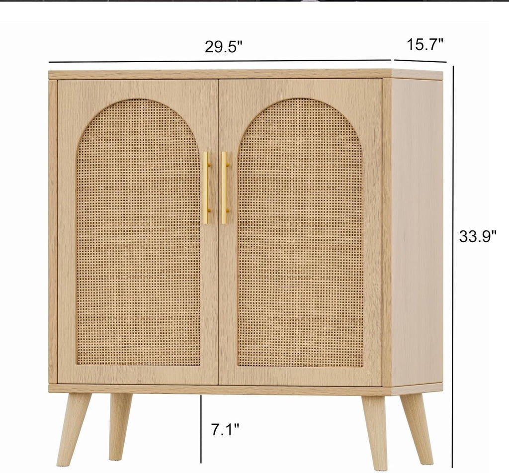 Natural Rattan Door Sideboard Buffet Cabinet