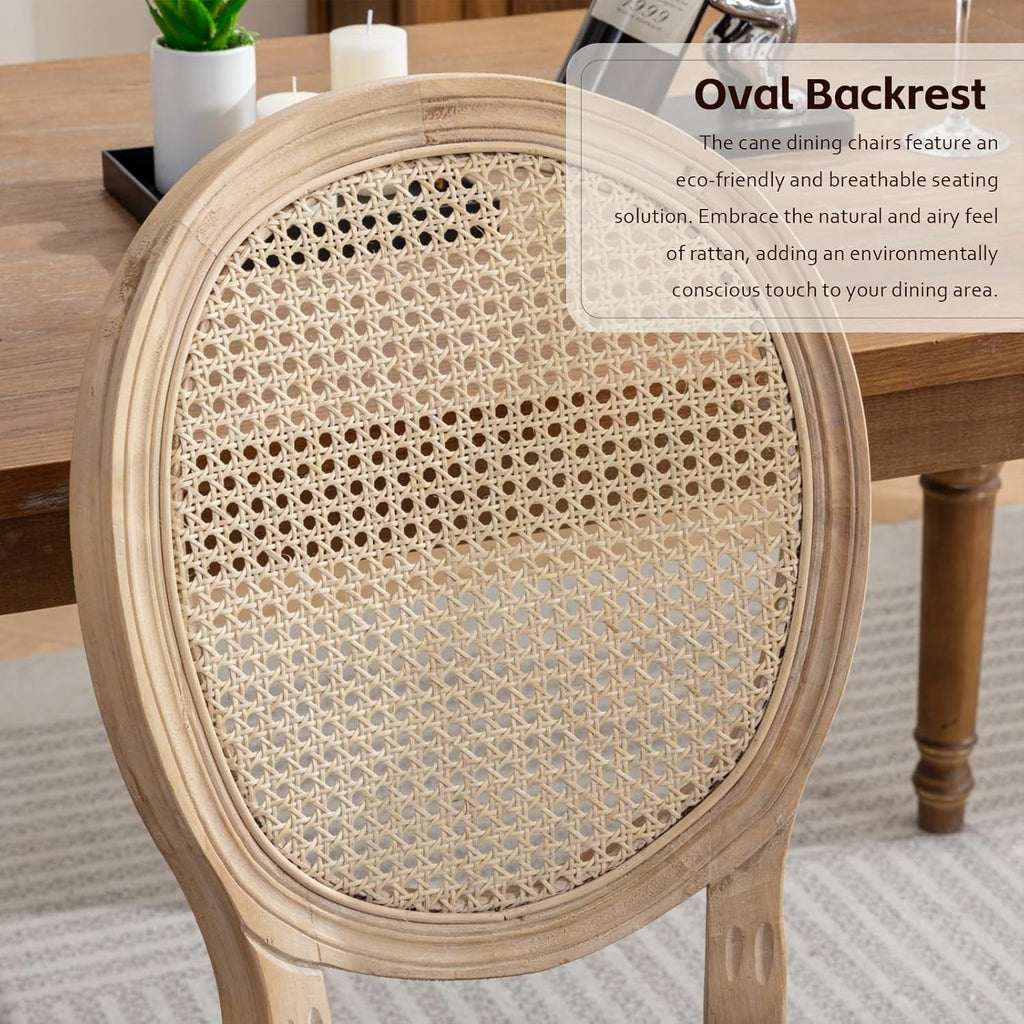 Oval Back Rattan Upholstered Dining Chairs Set Of 6 Beige With Wood