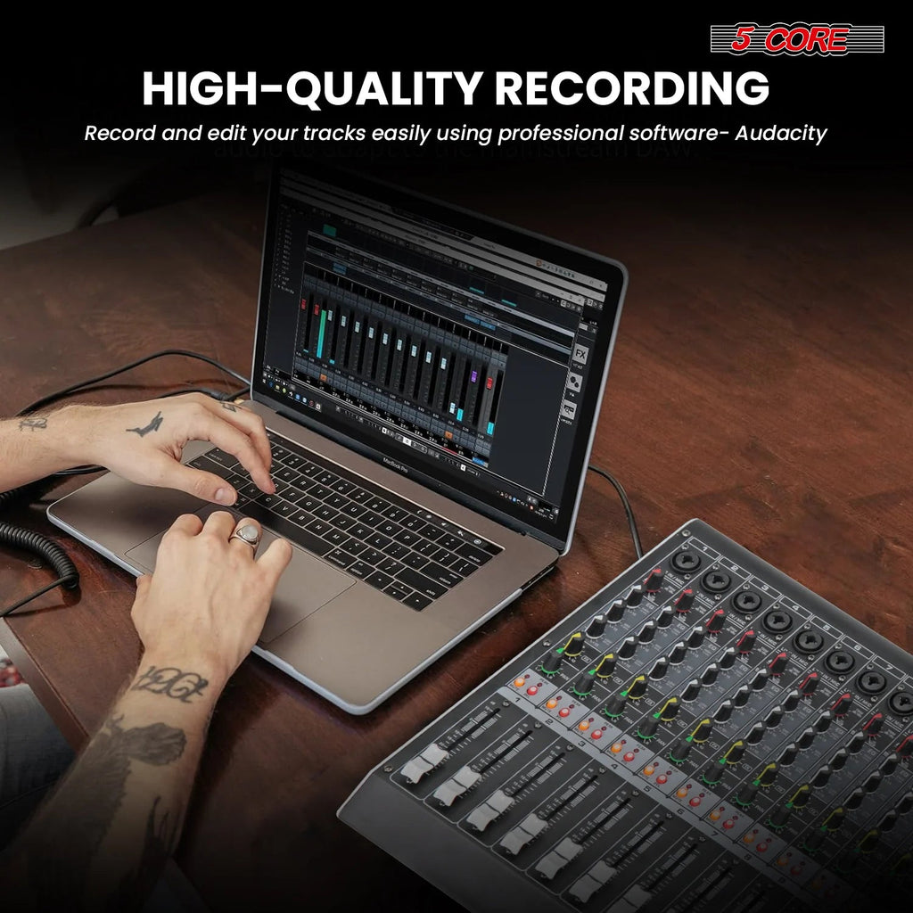Audio Mixer 8 Channel DJ Equipment with Bluetooth USB Console Sound