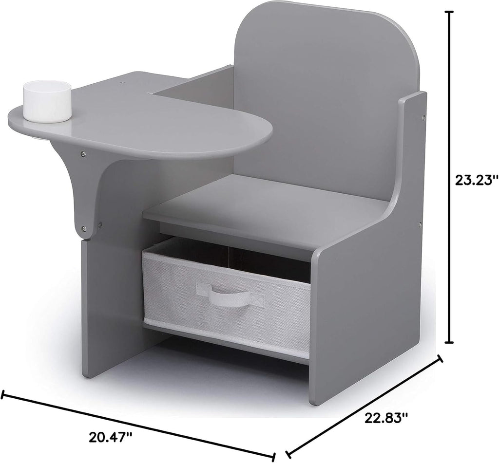Mysize Chair Desk with Storage Bin, Grey