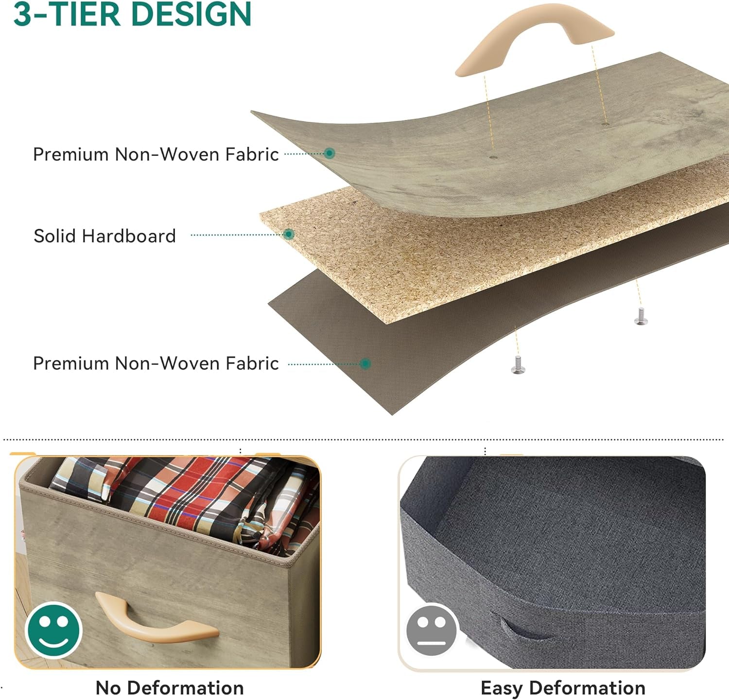 Dresser with 4 Drawers - Fabric Storage Tower, Organizer Unit for