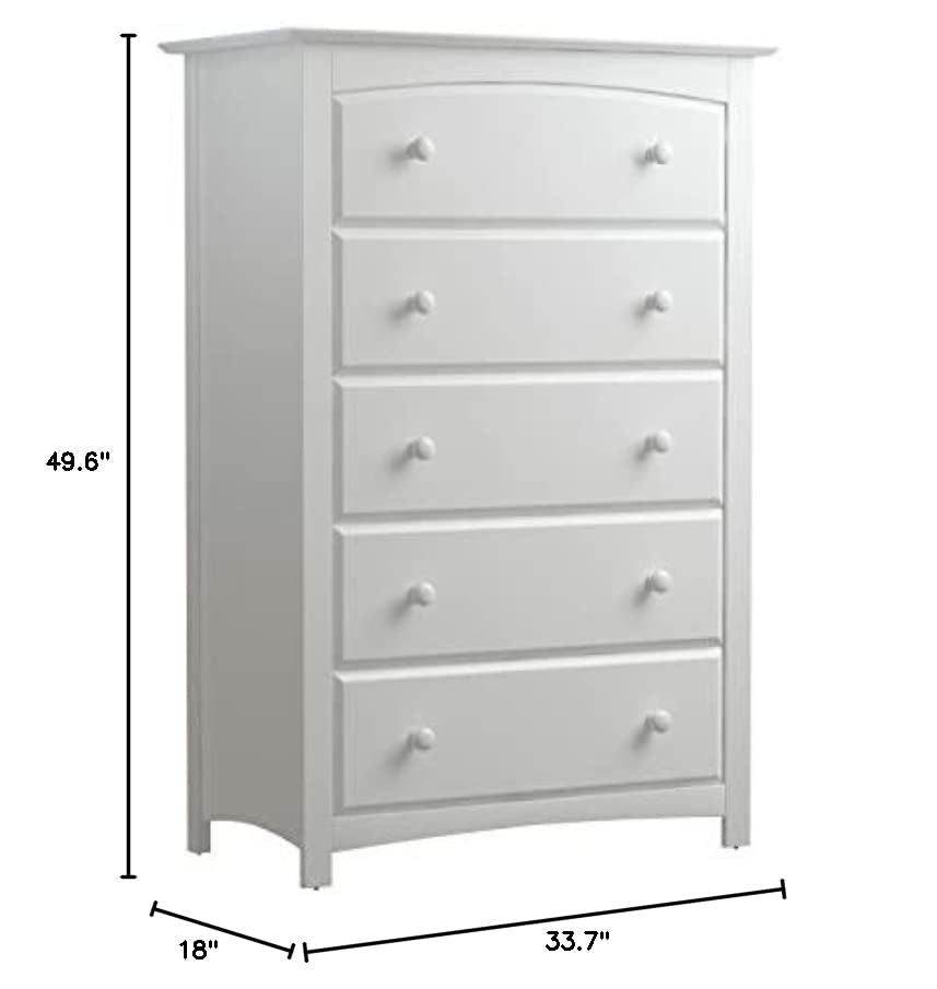 White Storkcraft Kenton 5 Drawer Dresser For Nursery
