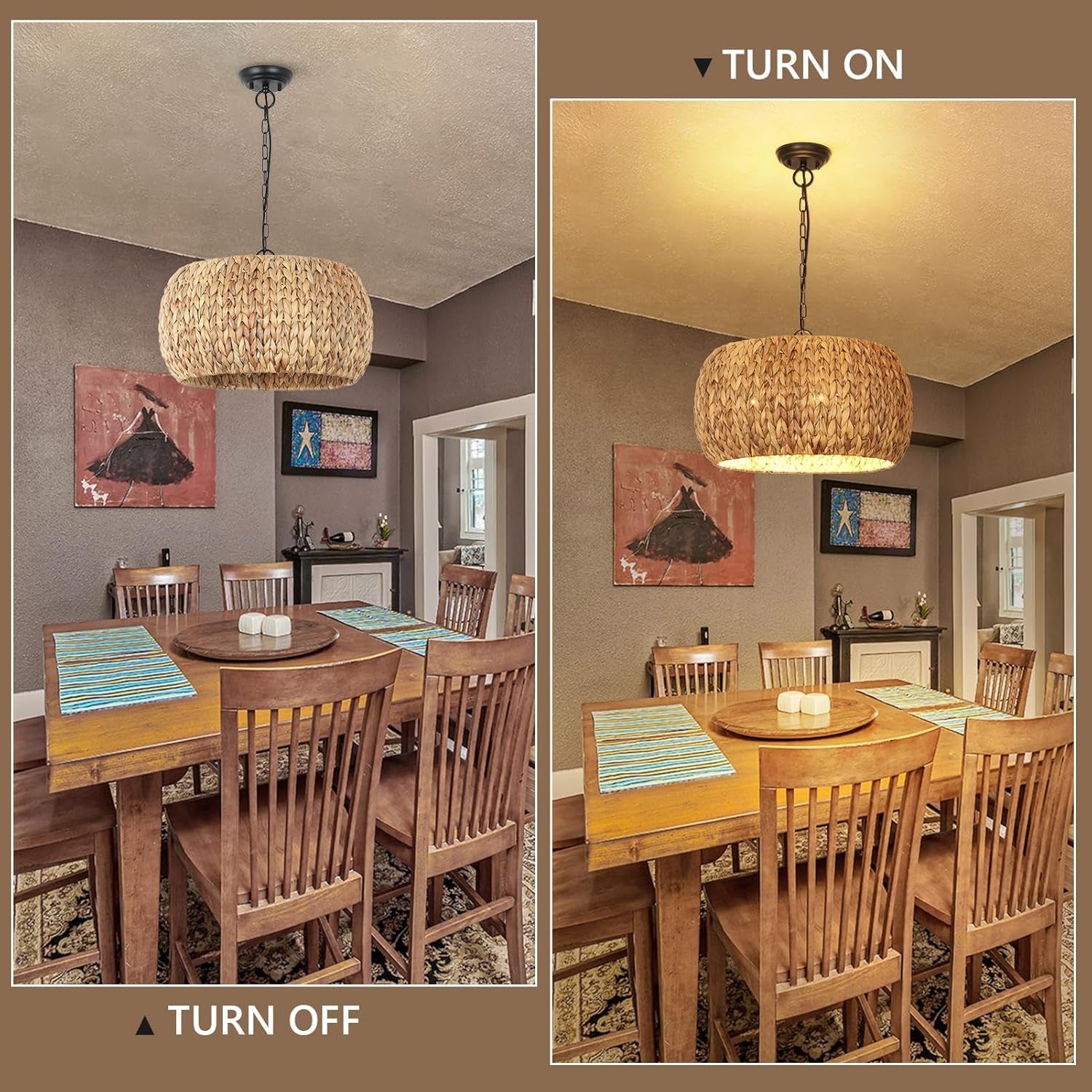 Farmhouse Chandelier for Dining Room,5-Light Boho Chandelier Light