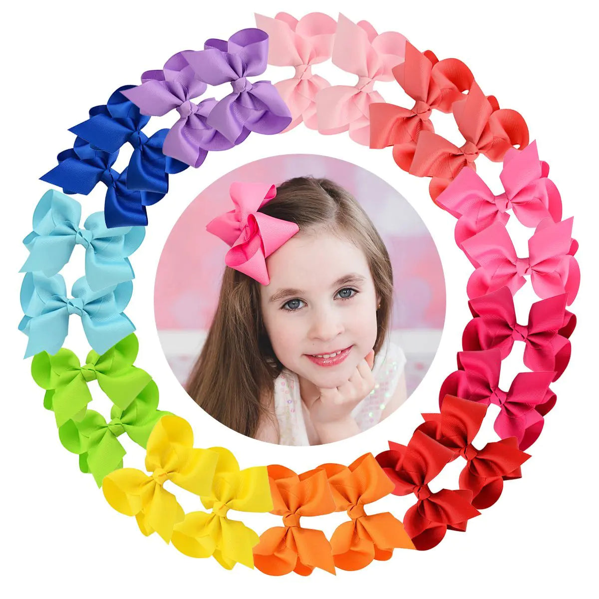 Hair Bows Accessories Girls toddlers 4" Grosgrain Ribbon Bow Clips For Baby Girls Alligator Clips For Pigtails Ponytails Hair Barrettes Girls Pack of 30