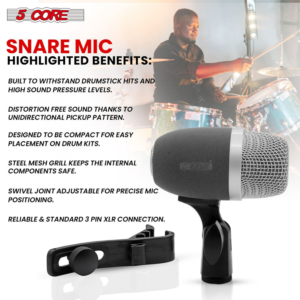 5 Core Snare Microphone XLR Wired Uni Directional Tom Drum and Other
