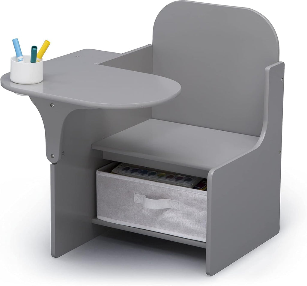 Mysize Chair Desk with Storage Bin, Grey