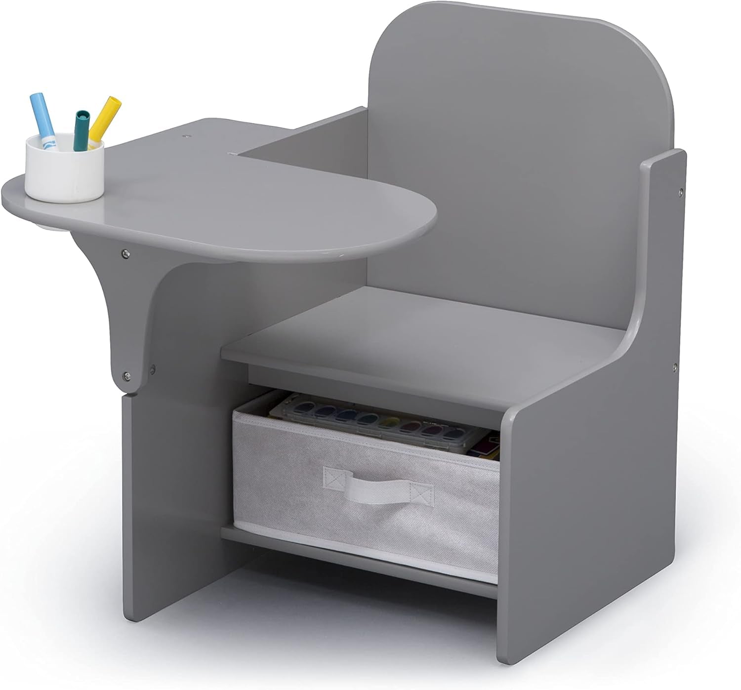Mysize Chair Desk with Storage Bin, Grey