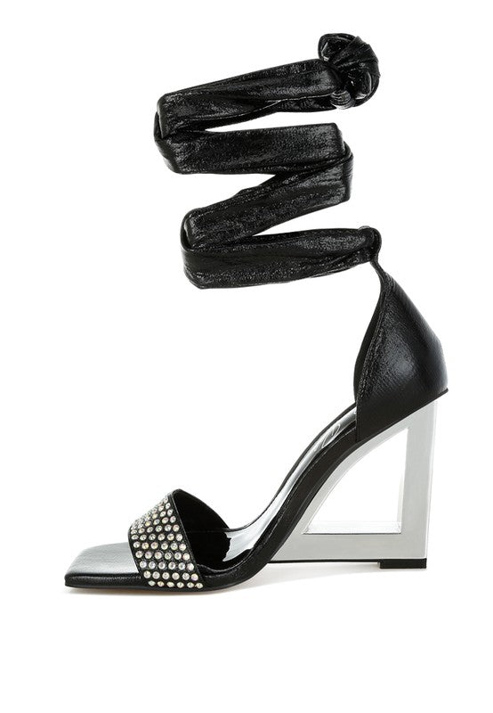 Hashira Rhinestone Studded Lace-Up Fantasy Heels