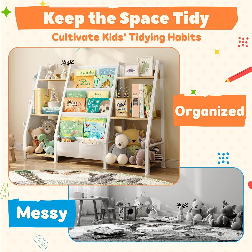 Kids Bookshelf and Toy Organizer: 3-Tier Book Shelf for Kids Room,