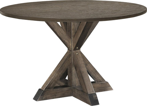 Alfred Round Solid Wood Rustic Dining Table 46.5 Inch Diameter Trestle