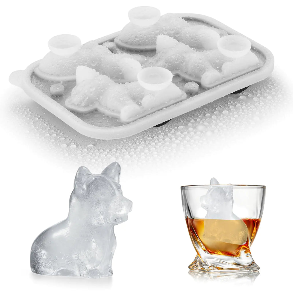 ACOOKEE 3D Corgi Dog Ice Cube Tray Fun Shapes Novelty Corgi Dog Mom/Dad Gifts for Dog Lovers Cute Corgi Ice Mold for WhiskeyCocktailBourbon