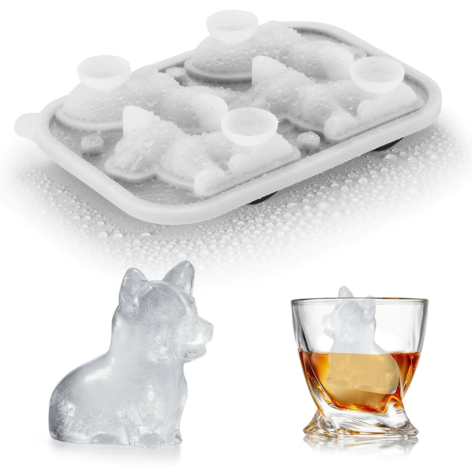 ACOOKEE 3D Corgi Dog Ice Cube Tray Fun Shapes Novelty Corgi Dog Mom/Dad Gifts for Dog Lovers Cute Corgi Ice Mold for WhiskeyCocktailBourbon
