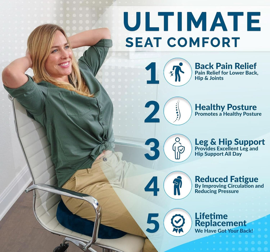 Gel Memory Foam Seat Cushion For Office Chair Navy-3