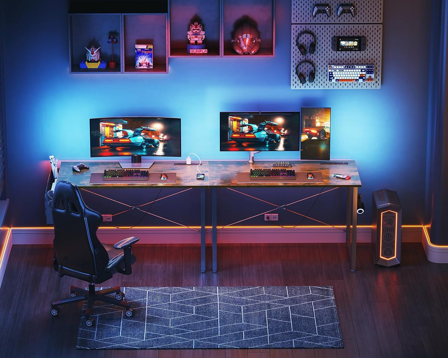 Small Desk with Power Outlets and USB Port Computer Desk for Home