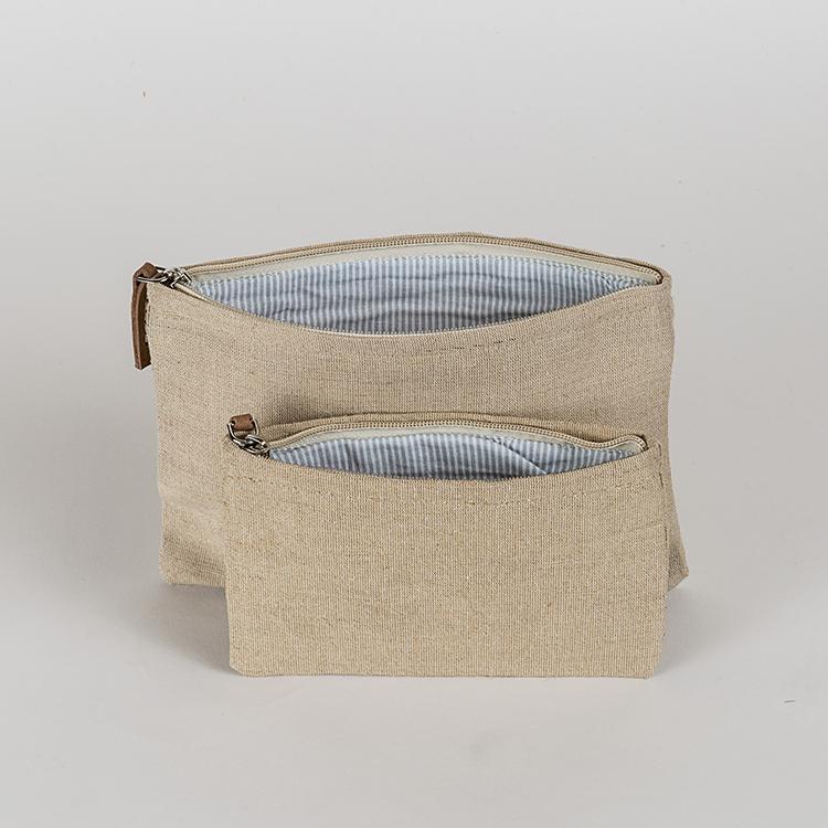Modern Jute Zippered Lined Pouch 2-Piece Set
