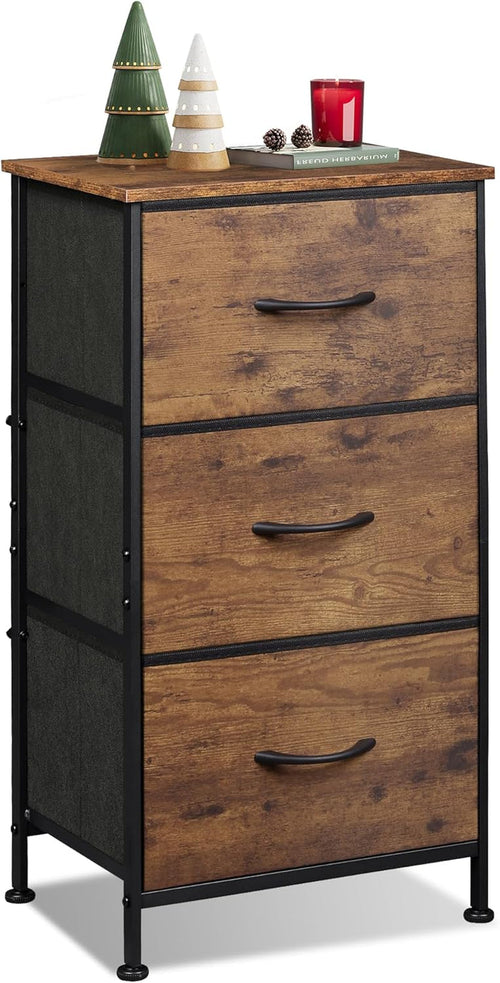 Dresser with 3 Drawers, Fabric Nightstand, Organizer Storage Dresser