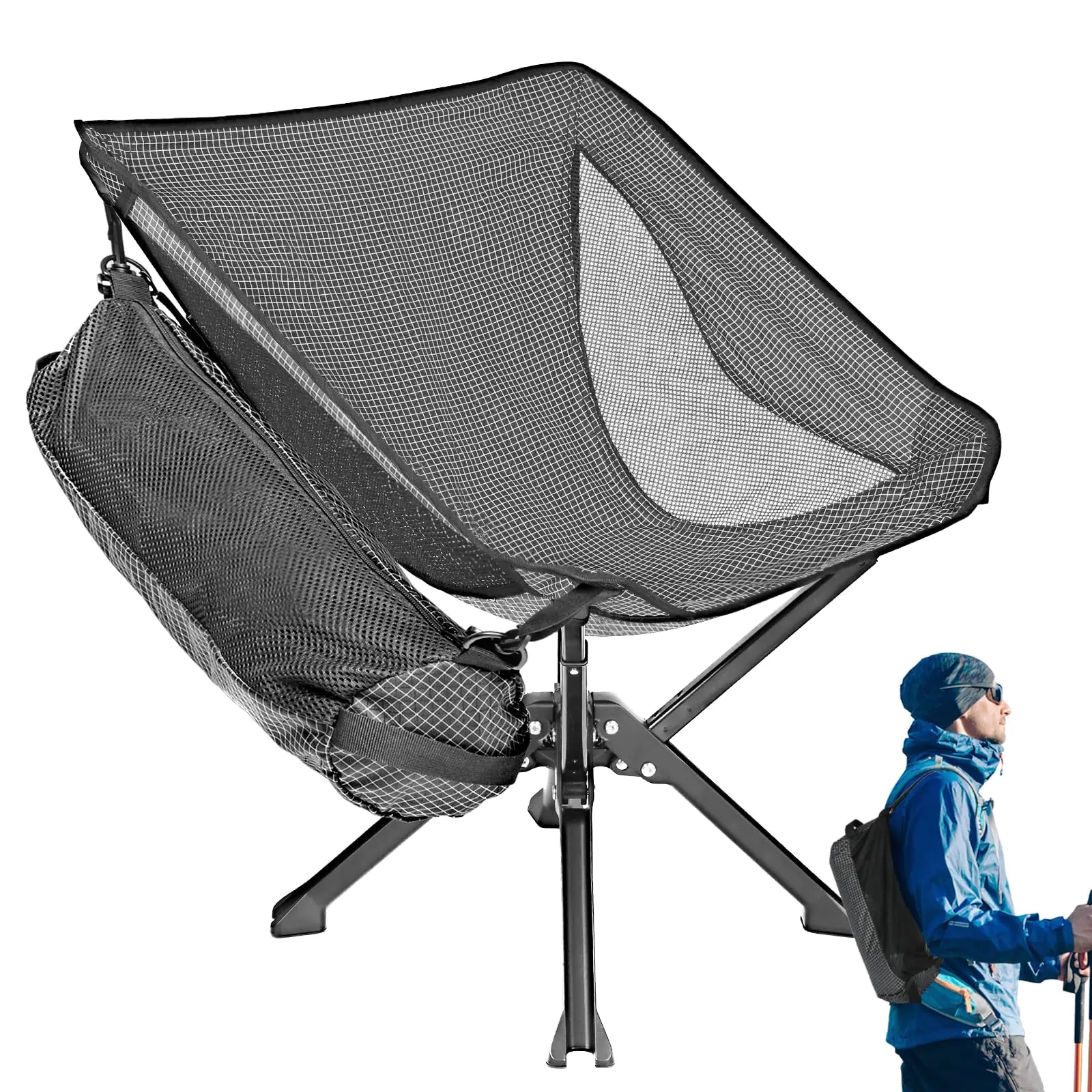 UNITON Folding Camping Chair Portable Chair Collapsible Backpacking Chair Ultra Lightweight Compact Beach Chair with Backpack Bag