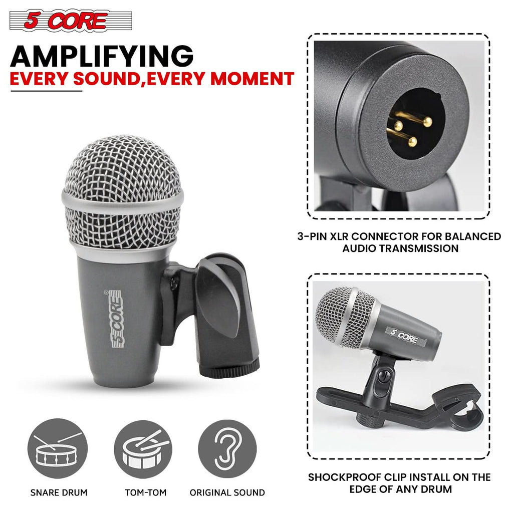 5Core Conga Mic Snare Tom Microphone Drum Kit Condenser XLR Instrument