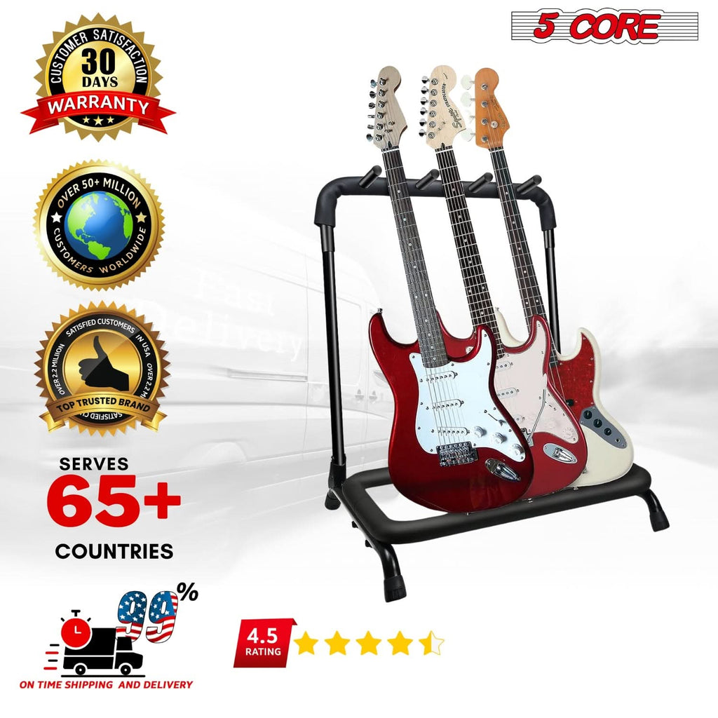 5Core Guitar Rack 3 Slot Multi Guitars Stands Floor Safe Storage for