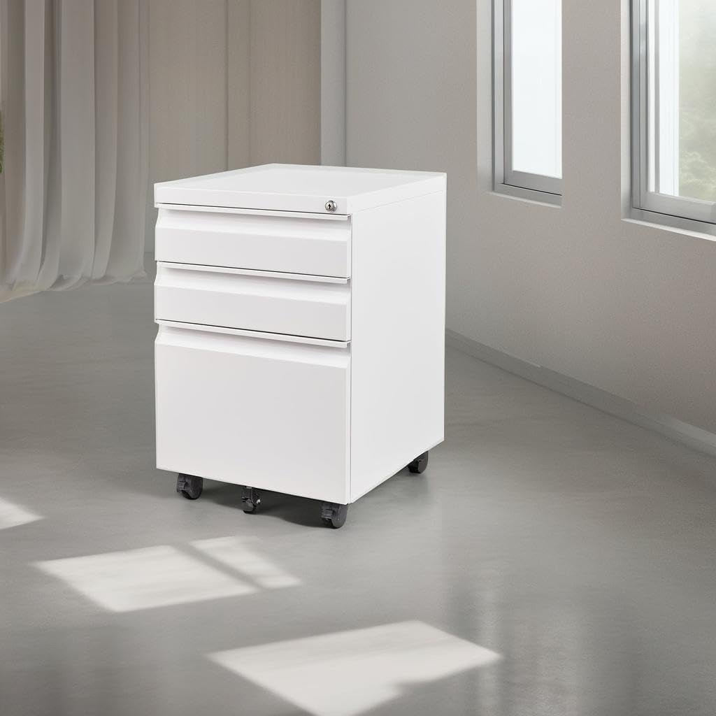 3 Drawer Mobile File Cabinet with Lock, under Desk Metal Filing