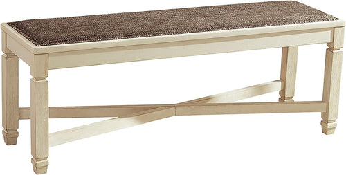 Bolanburg Upholstered Dining Bench Antique White Finish