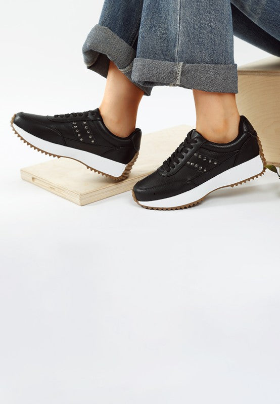 Athion Studded Real Leather Sneakers