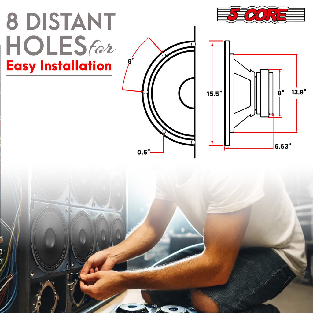 5Core 15 Inch Subwoofer Speaker 1500W Peak 8 Ohm Full Range