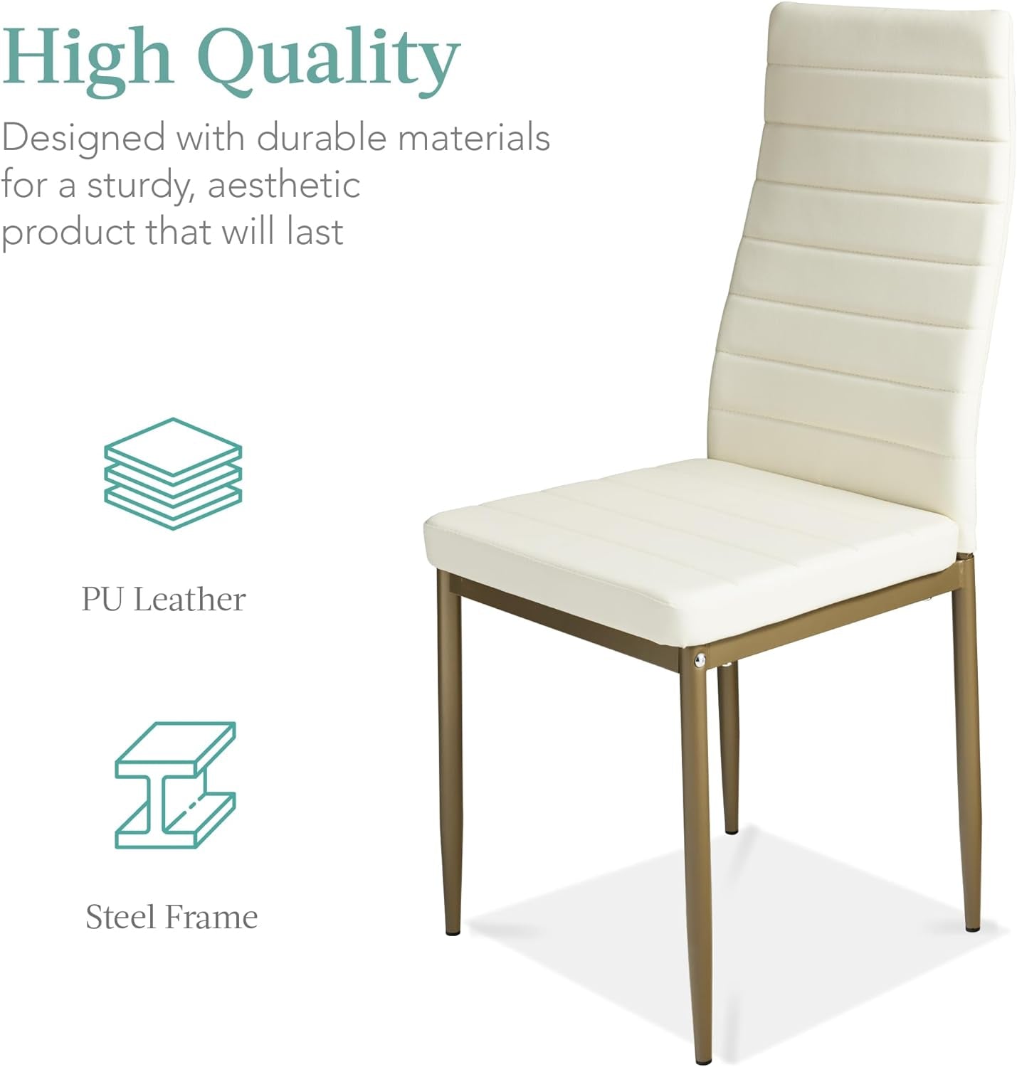 Ivory Gold 5 Piece Glass Dining Set With Upholstered Chairs