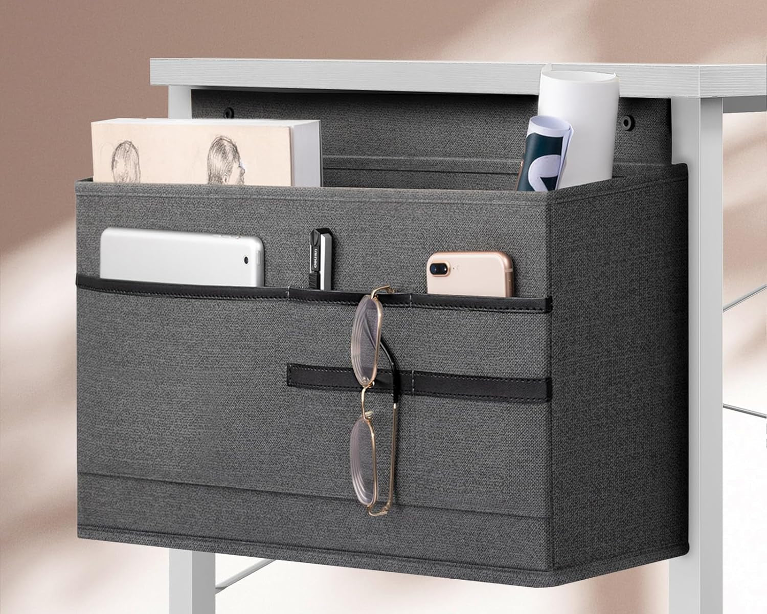 Small Desk with Power Outlets and USB Port Computer Desk for Home